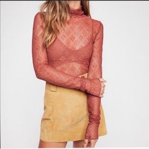 NWOT Free People Sweet Memories Lace Turtleneck